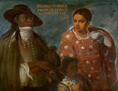 Wolf en Indiaan produceren een Wolf Terug-achteruit, c.1715 door Juan Rodríguez Juárez